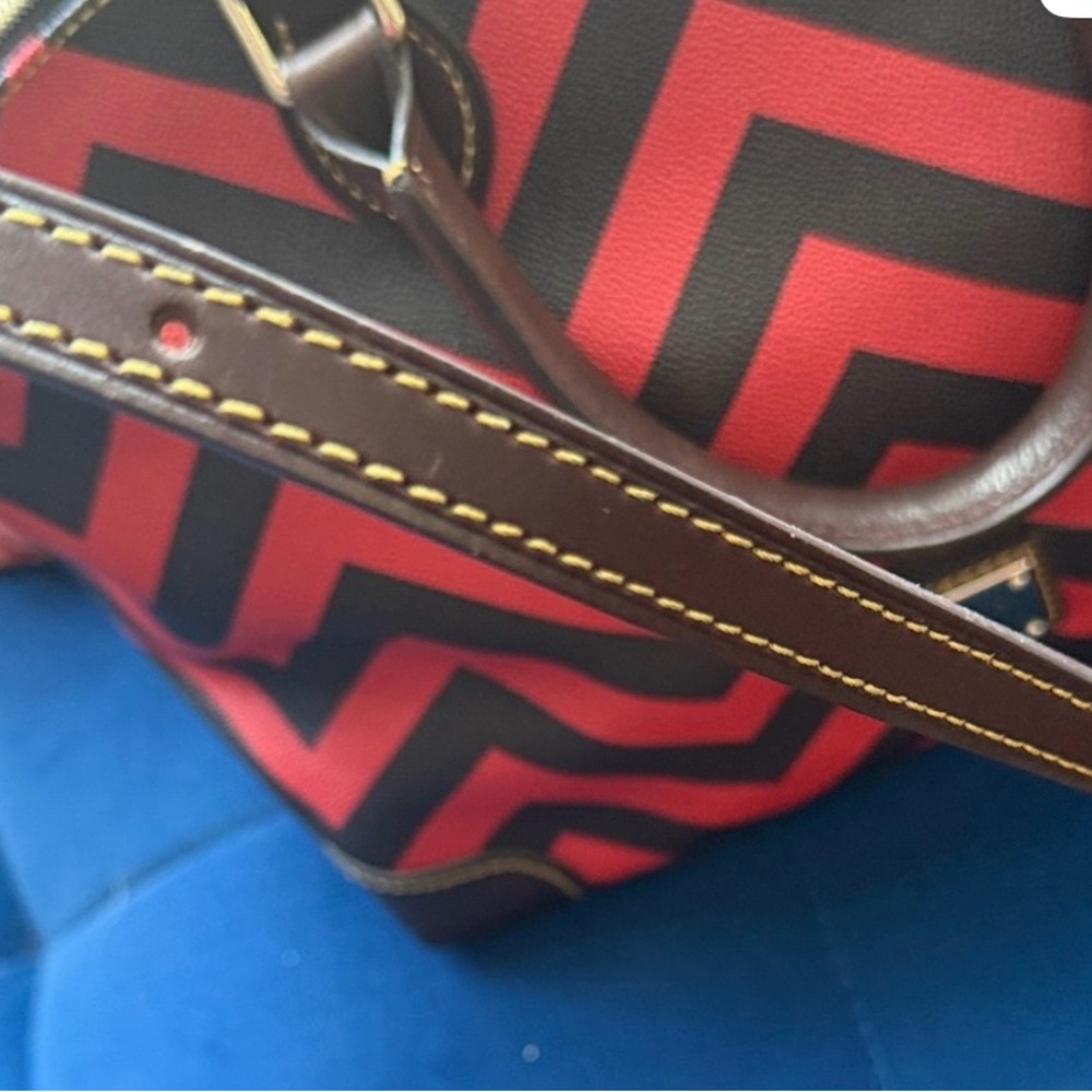 Dooney Red and Black Chevron Satchel - Picture 12 of 15